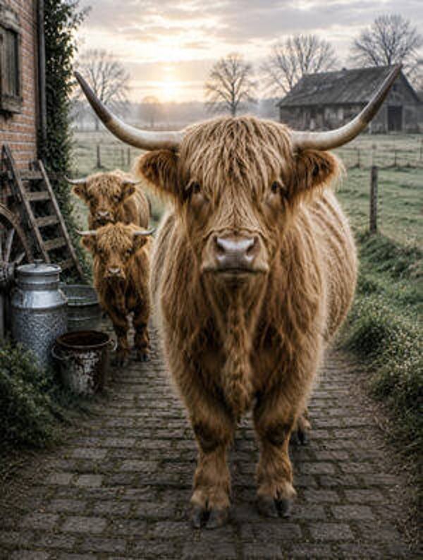 Houten muurbord nr. 638 Hooglanders