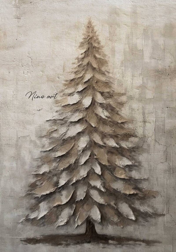 Winterposter Dennenboom bruintinten