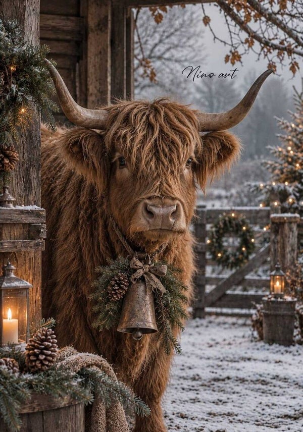 Winterposter Hooglander met bel