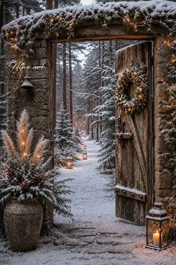 Winterposter Poort besneeuwd bos