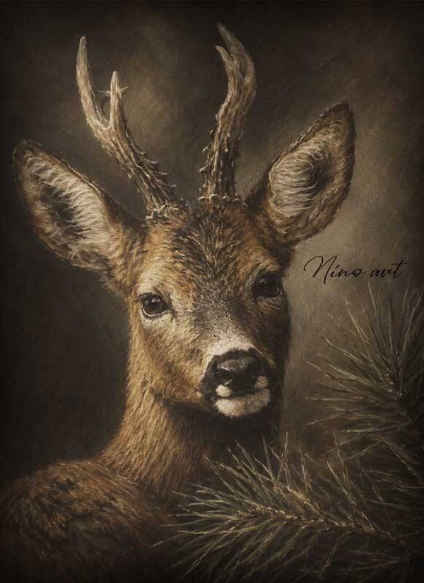 Winterposter Rendier close up