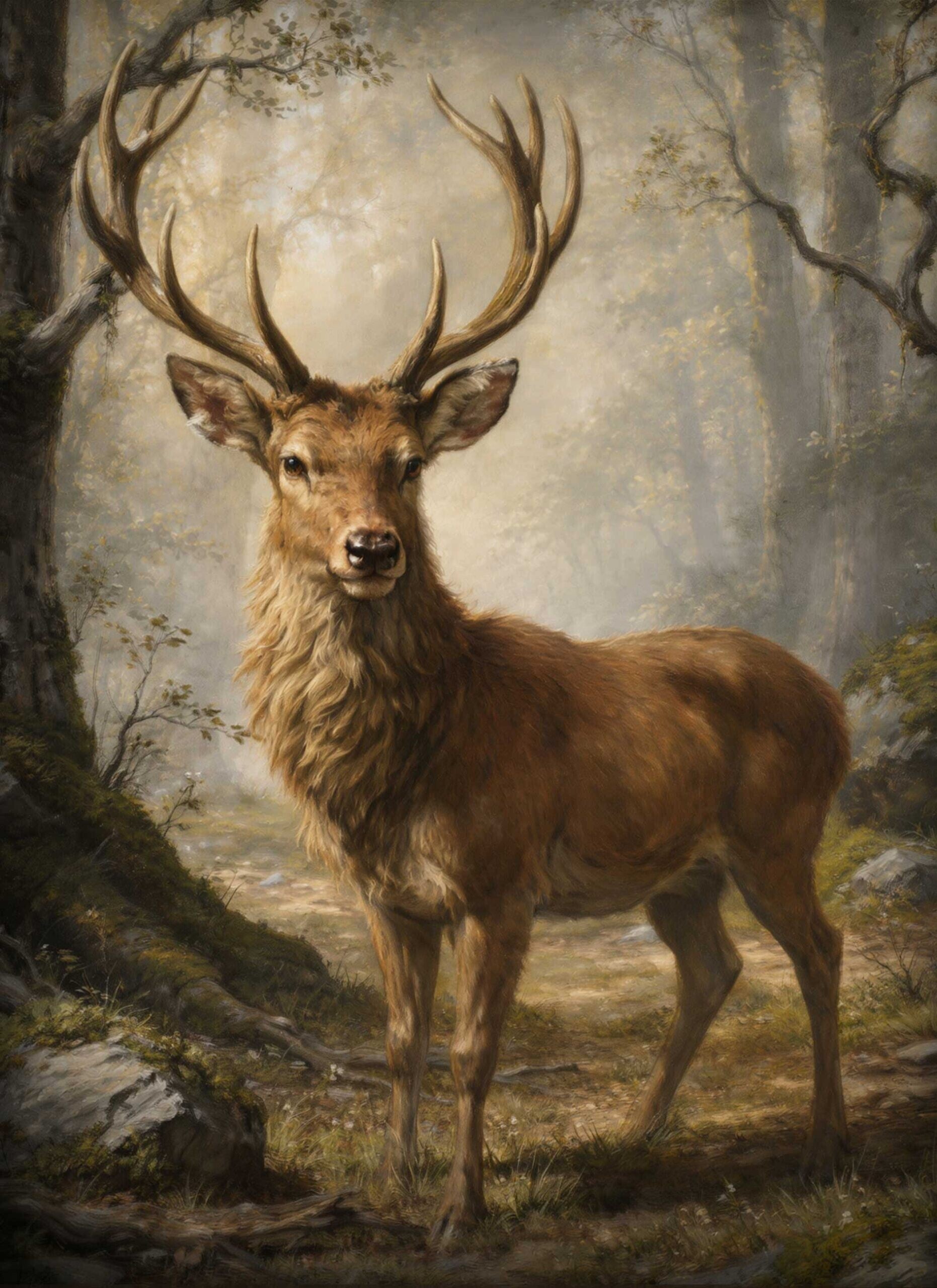 Winterposter Rendier in het bos