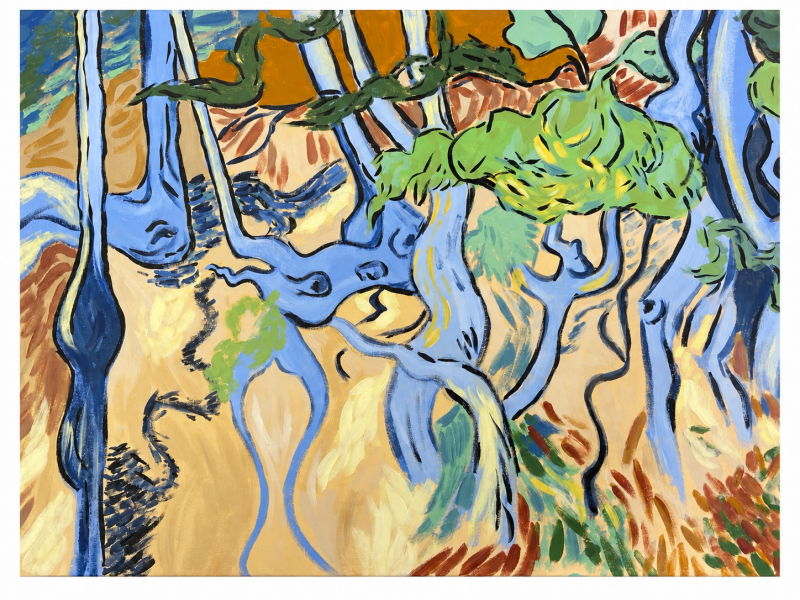 Recreation of Tree Roots - Acrylic on Canvas