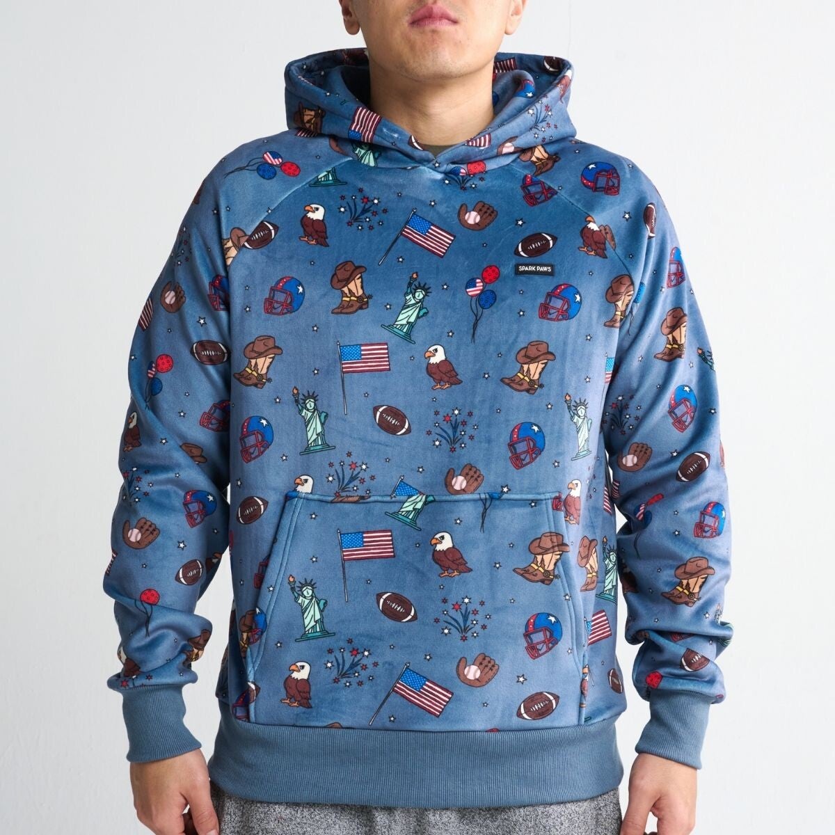 De VS hoodie voor mensen – Blauw