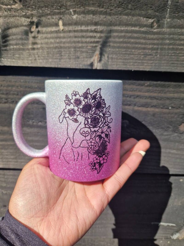 Glitter mok 2kleurig met bestaand design