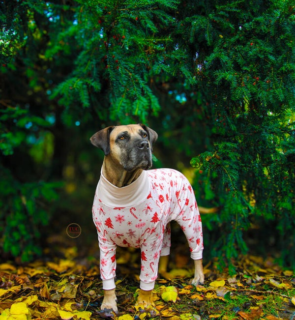 Kerst hondenpyjama - Suikerstok