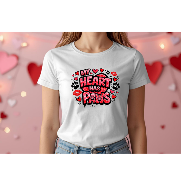Basic Valentine T-Shirt - My Heart Has Paws