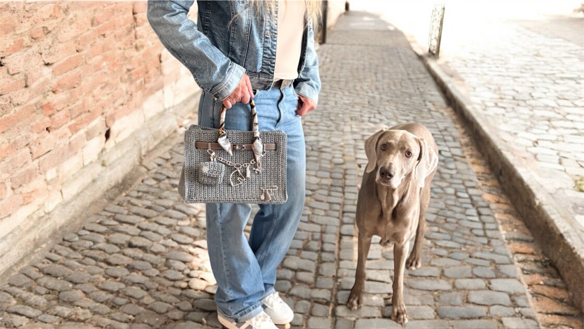 Handmade crochet bag casual jeans style
