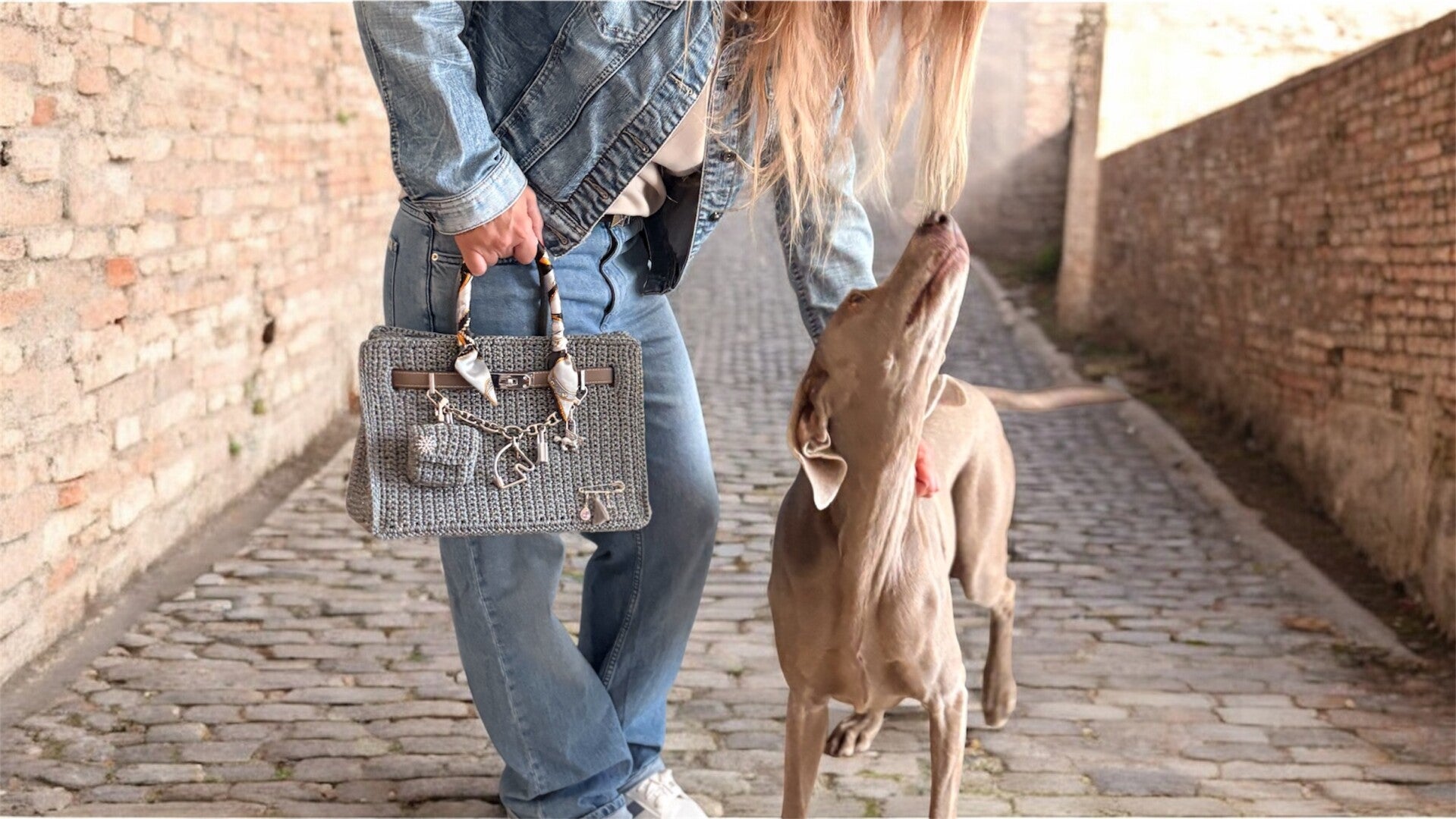 Handmade crochet bag casual jeans style