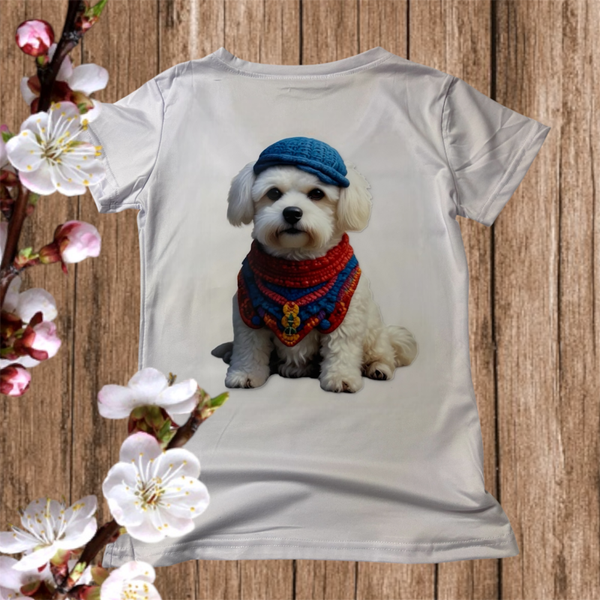 Printed T-Shirt Dog V-neck