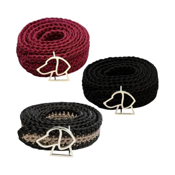 Customizable Handmade Crochet Belt with Weimaraner Dog Buckle