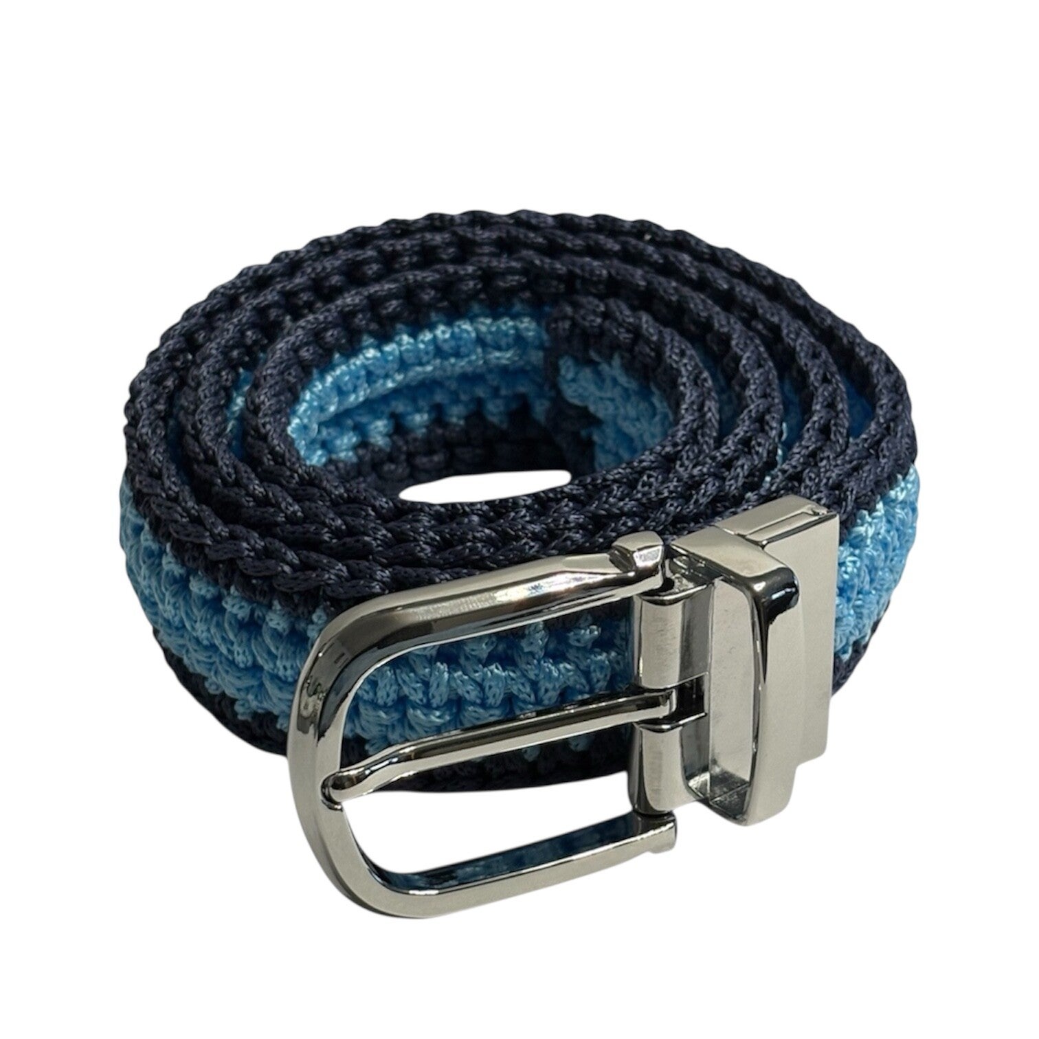 Handmade Crochet Belt - Navy and Light Blue Fashion Belt