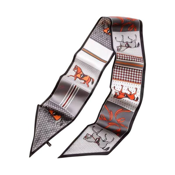 Elegant Grey Horse Design Bag Scarf