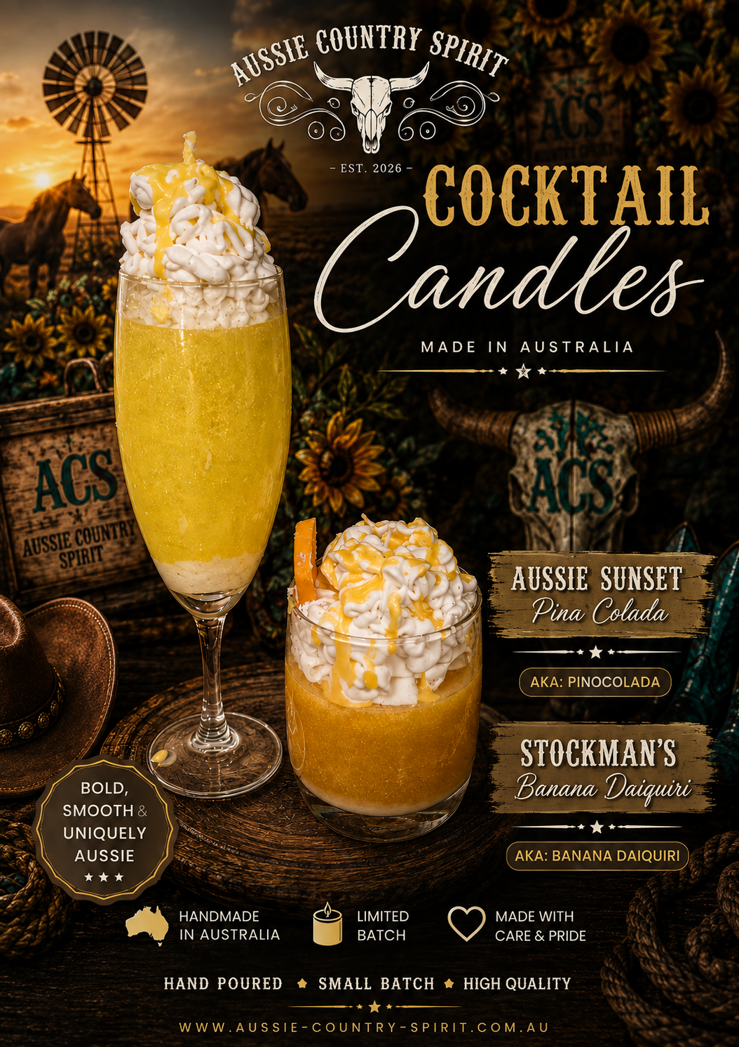 🌅 Aussie Sunset – Pina Colada Cocktail-Inspired Scented Candle | AKA: Pina Colada 🍍🥥