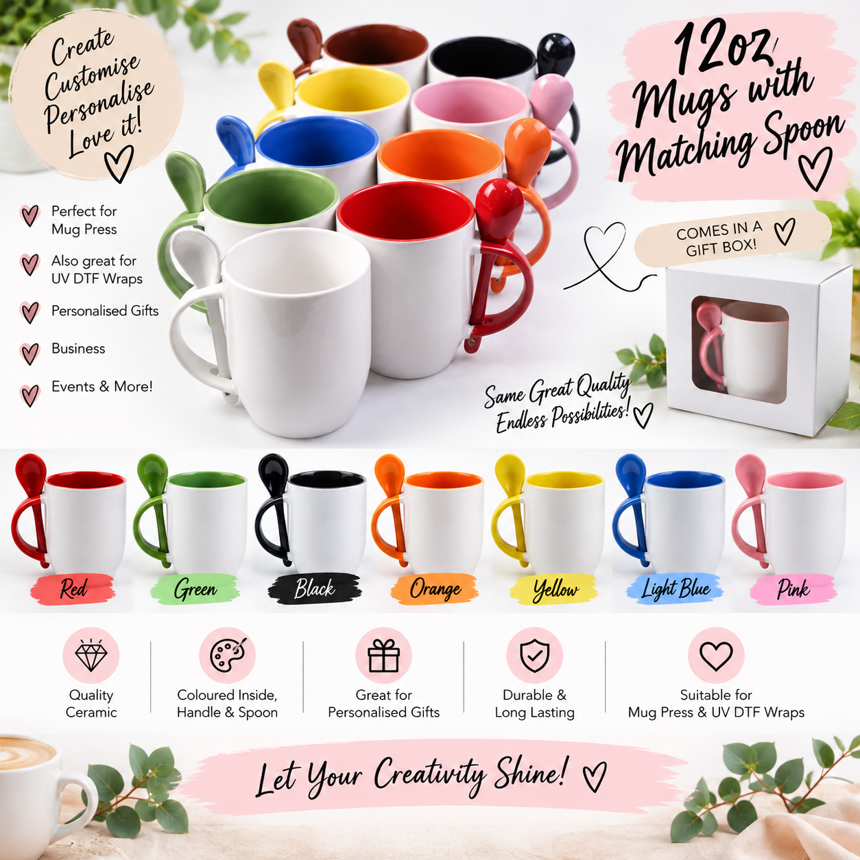 Sublimation- mug with spoon in handle