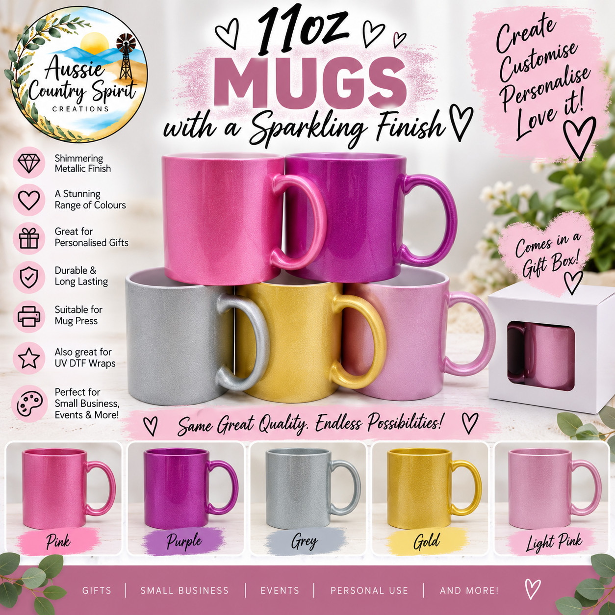 Sublimation- UV dtf - shimmering metallic mug