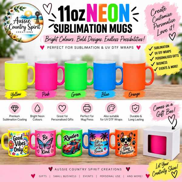 Sublimation- UV dtf neon mugs 💕