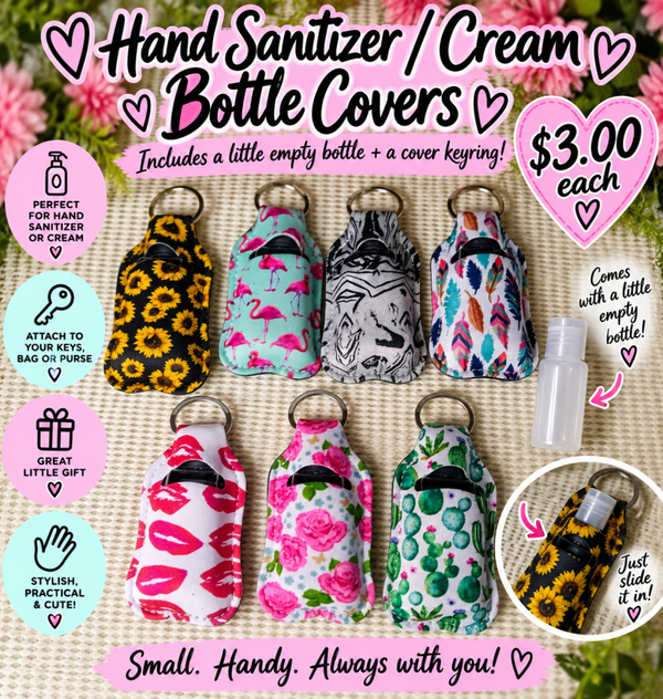 Hand cream/ sanitizer cover & bottle keyring 🗝️