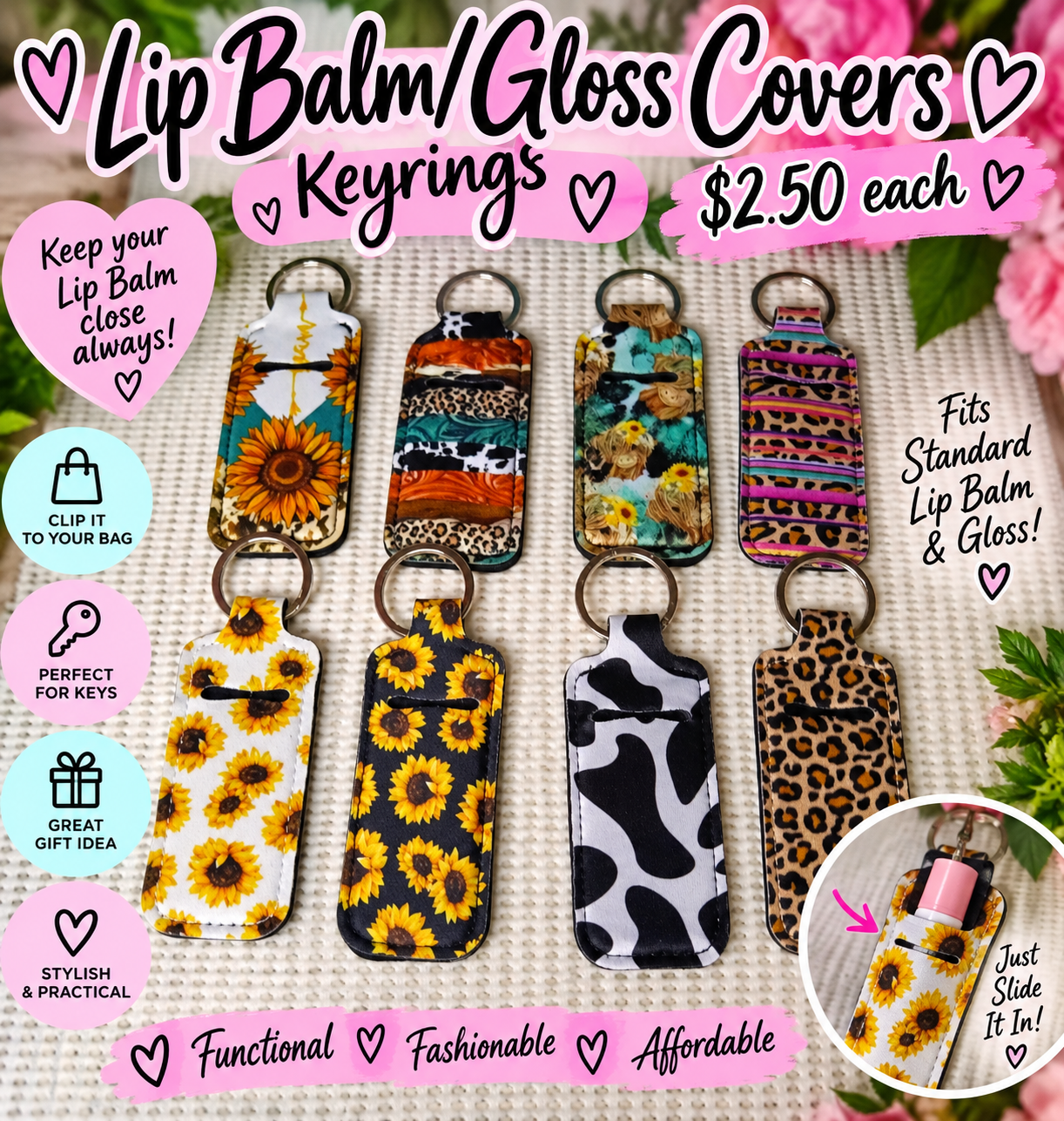 Lip balm/gloss keychain cover💄