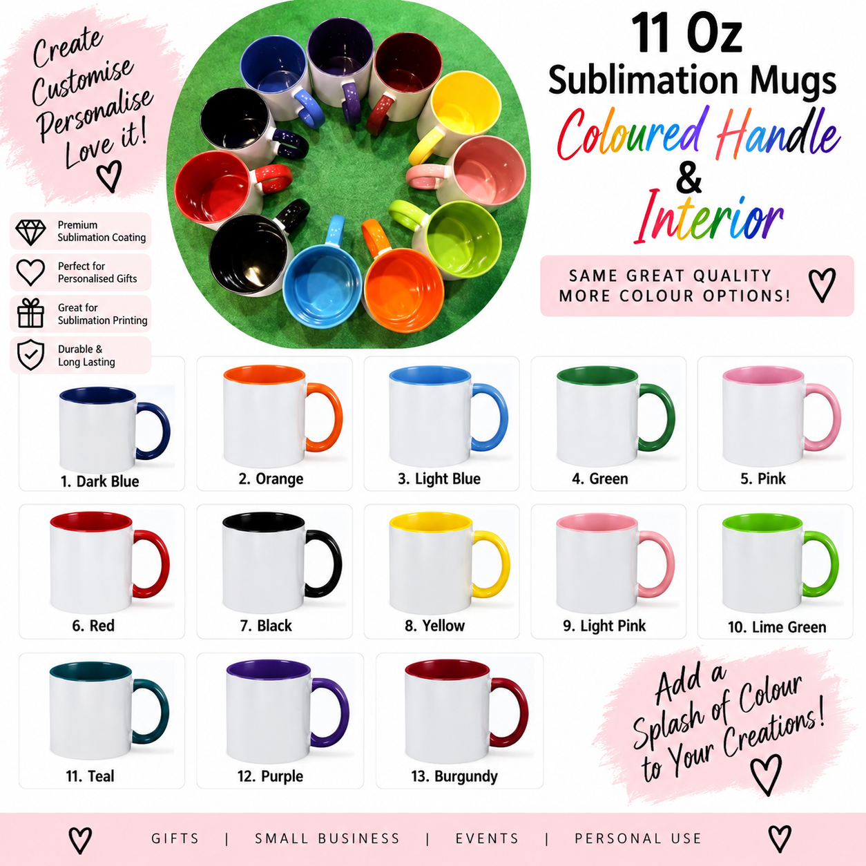 Sublimation- Coloured inner mug