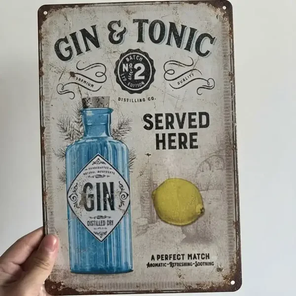 Metalen Bord Gin & Tonic - 2e hands