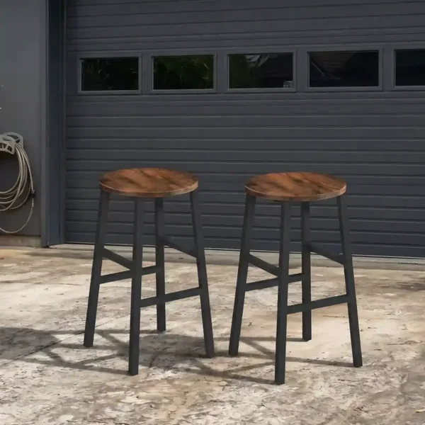 Set van 2 Industriële Barkrukken - Hout & metaal