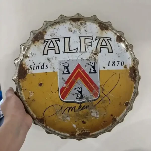 Alfa Bier Metalen Bord Kroonkurk Sinds 1870