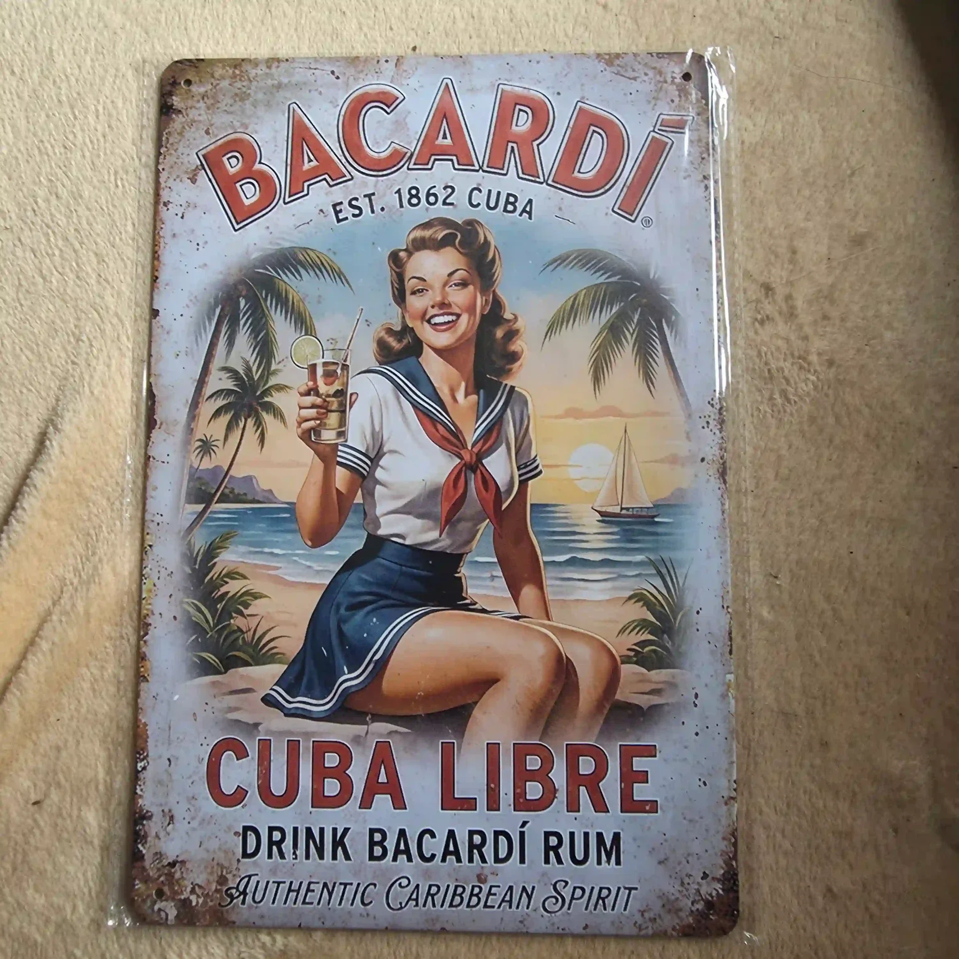 Bacardi Cuba Libre Reclamebord Vintage 20x30 cm
