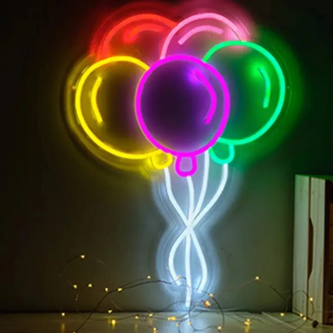 Neon Sign Ballons Rainbow 50x37cm