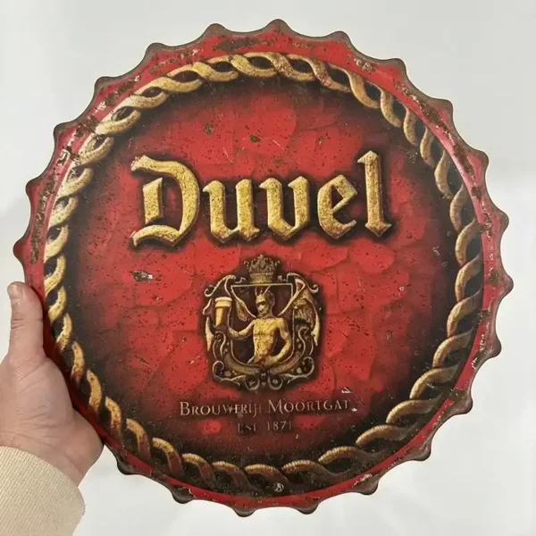 Duvel Kroonkurk Metalen Bord - 2e hands