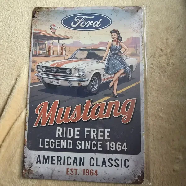 Ford Mustang Retro Reclamebord 20x30 cm - Vintage American Classic