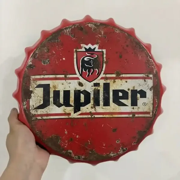 Jupiler Metalen Bord Kroonkurk - Vintage 2e hands