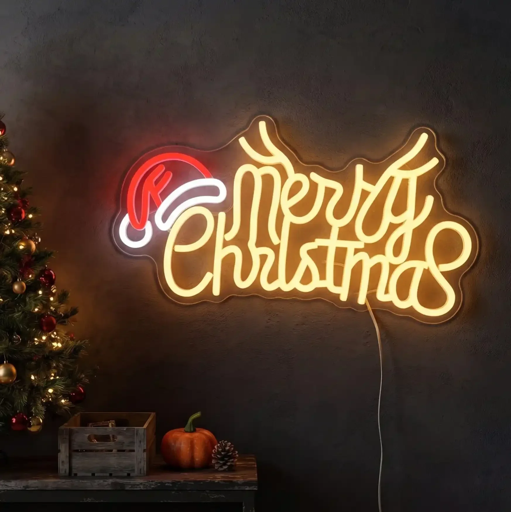 LED Neon Bord - Merry Christmas (40x21cm)