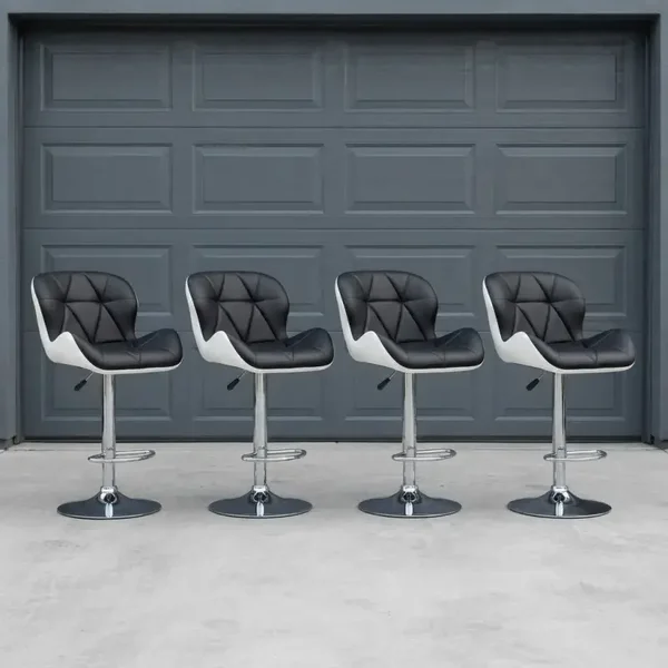 Luxe Barstoelen Zwart-Wit Set van 4