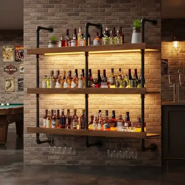 Luxe Industriel Drankrek voor Muur - 120 cm
