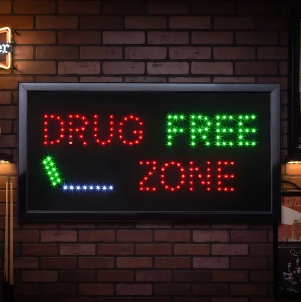 Luxe LED Bord "Drug Free Zone" - 50x25x4 cm - Mancave Verlichting
