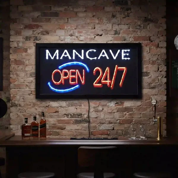 Luxe LED Bord Mancave Open 24/7 - 50x25x4