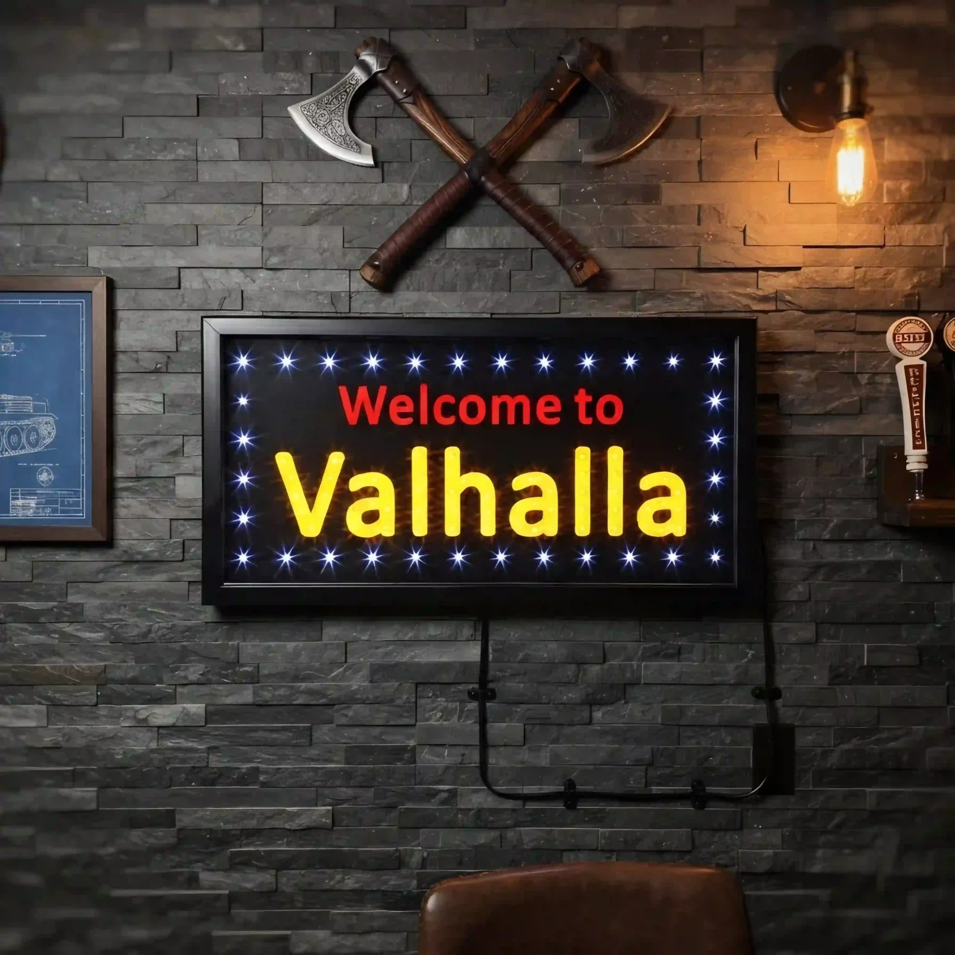 LED Bord Welcome to Valhalla - 50x25x4 cm