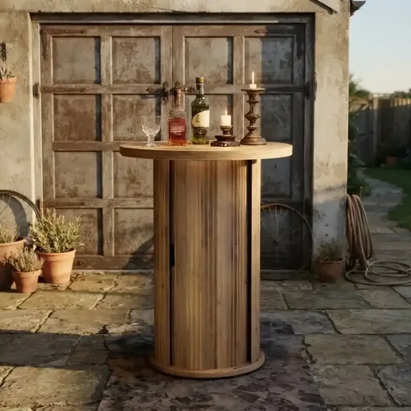 Massief Houten Mancave Statafel met Opbergruimte
