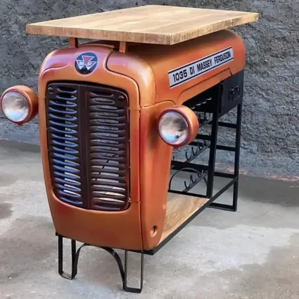 Mobiele Bar Trekker Vintage Industrieel 120cm