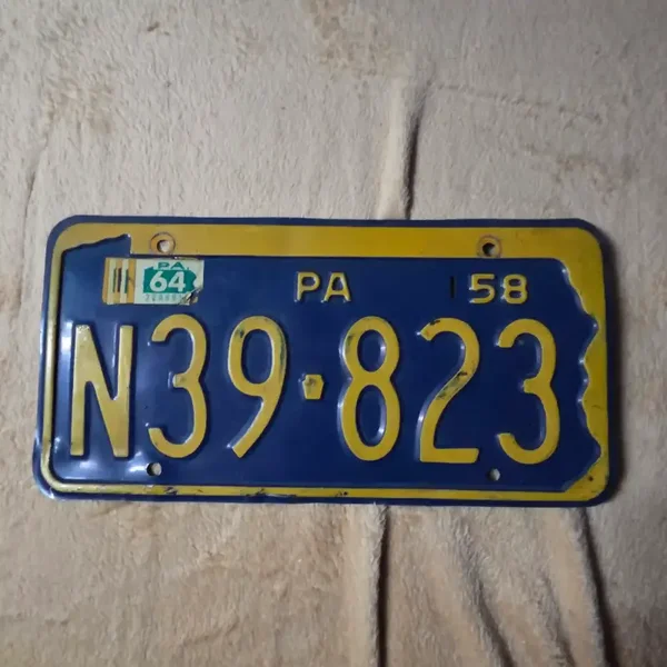​Originele USA Nummerplaat Pennsylvania 1958