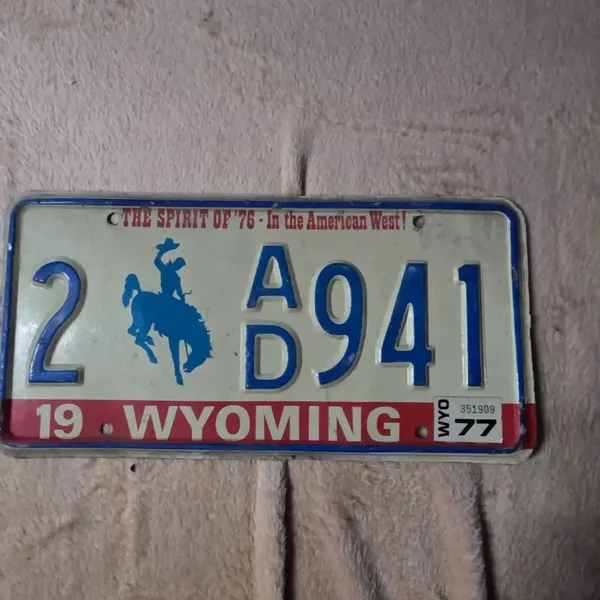 Originele USA Nummerplaat Wyoming 1977