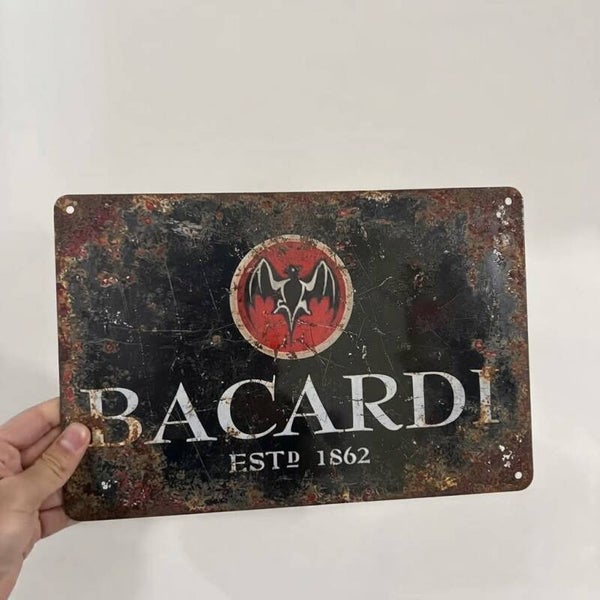 Bacardi Metalen Wandbord Vintage