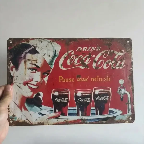 Tweedehands Coca-Cola Metalen Bord
