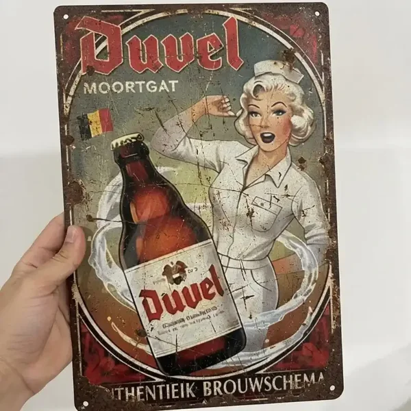 Tweedehands Duivel Metalen Bord Pin-up
