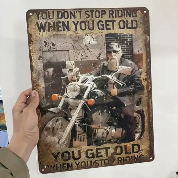 Tweedehands Metalen Bord - You Don't Stop Riding