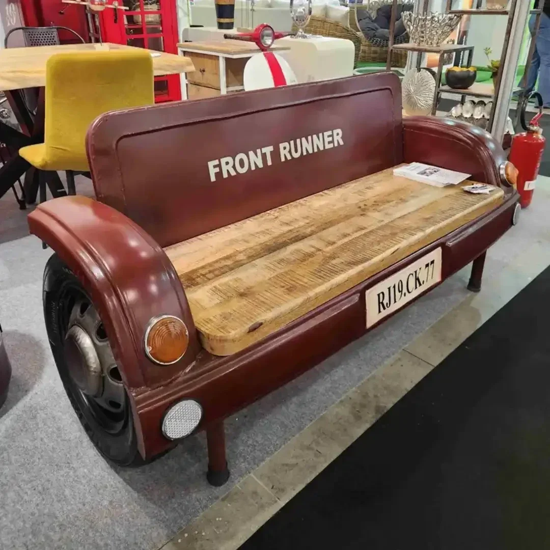 Industriële Bank Front Runner Smeedijzer Hout