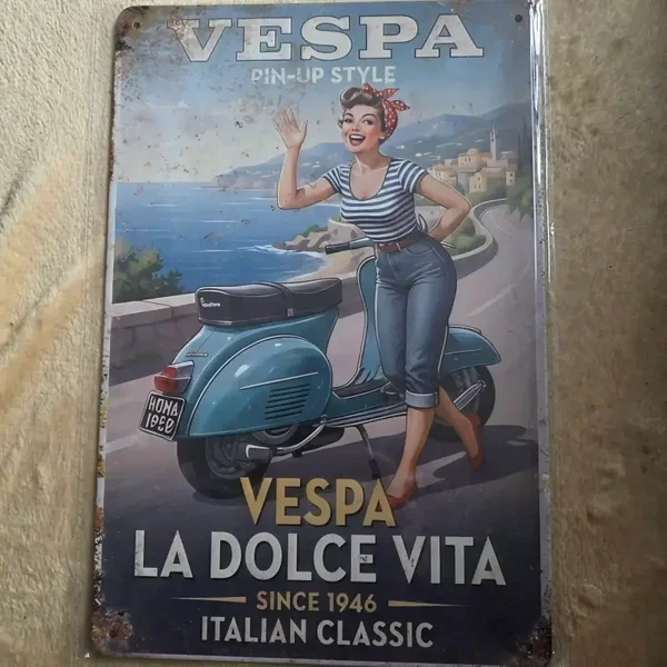 Retro Reclamebord Vespa La Dolce Vita 20x30 cm