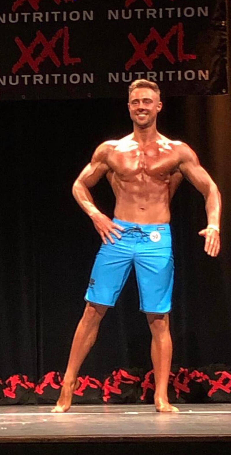 Kevin, 1e wedstrijd, 2e plek junioren, 2e plek lengte klasse (IFBB) 2023