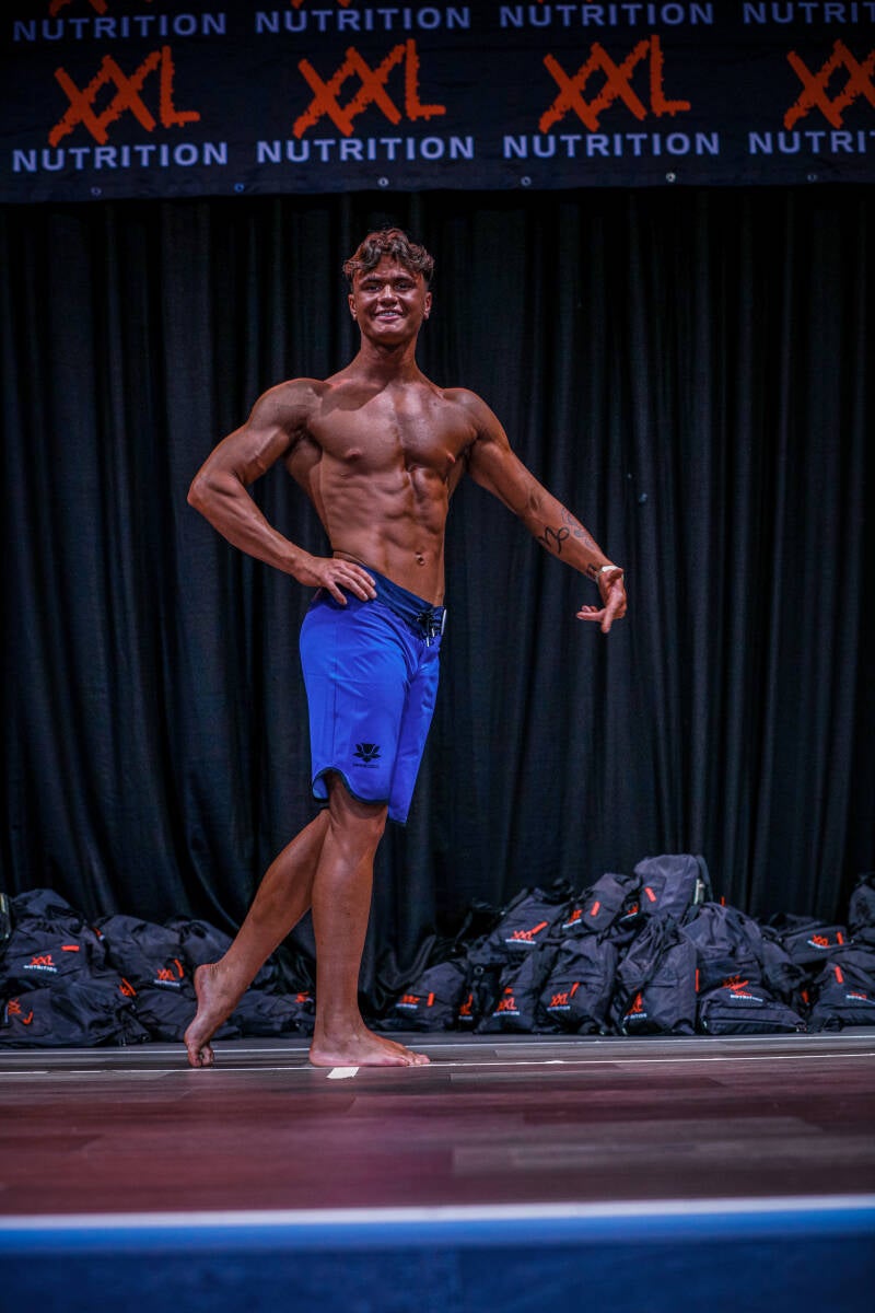 Max, 1e wedstrijd, 6e plek junioren, 5e plek lengte klasse (ifbb) 2023